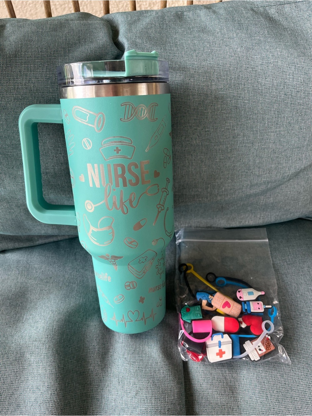 Never Used~Nurse Life~ Travel Tumbler with Straw Toppers *Straw Not Included*